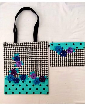 Happy Threads Women's Tote Bag With Pouch Combo(Sky Blue)